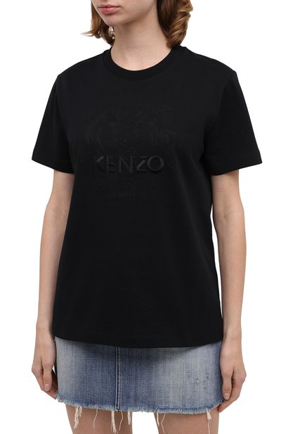 Хлопковая футболка KENZO черного цвета по цене 13350 руб., арт. FA62TS9114YH, фото 3 Хлопковая футболка KENZO, арт. FA62TS9114YH, фото 3