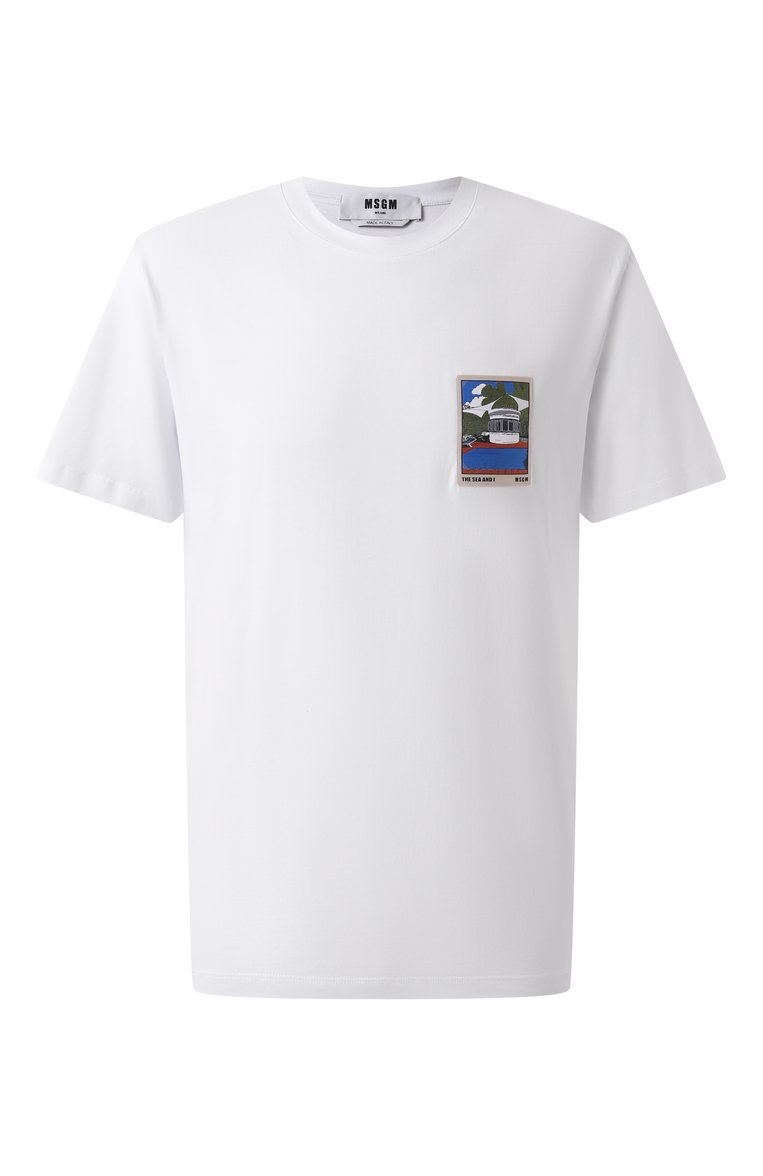 Мужская хлопковая футболка MSGM белого цвета, арт. 3840MM136/257002 | Фото 1 (Длина (для топов): Стандартные; Материал сплава: Проставлено; Рукава: Короткие; Драгоценные камни: Проставлено; Принт: С принтом; Стили: Кэжуэл; Материал внешний: Хлопок; Мужское Кросс-КТ: Футболка-одежда; Кросс-КТ: Джерси)
