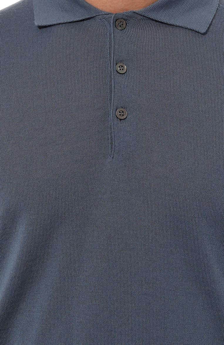 Мужское шерстяное поло CANALI голубого цвета, арт. C0017/MK00077 | Фото 5 (Рукава: Длинные; Длина (для топов): Стандартные; Материал внешний: Шерсть; Кросс-КТ: Трикотаж; Застежка: Пуговицы; Стили: Кэжуэл; Принт: Без принта)