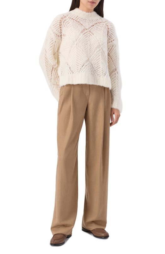 Брюки из шерсти и кашемира Emporio Armani EW002215/TE10537/01002 Бежевый  EW002215/TE10537/01002 Фото 2
