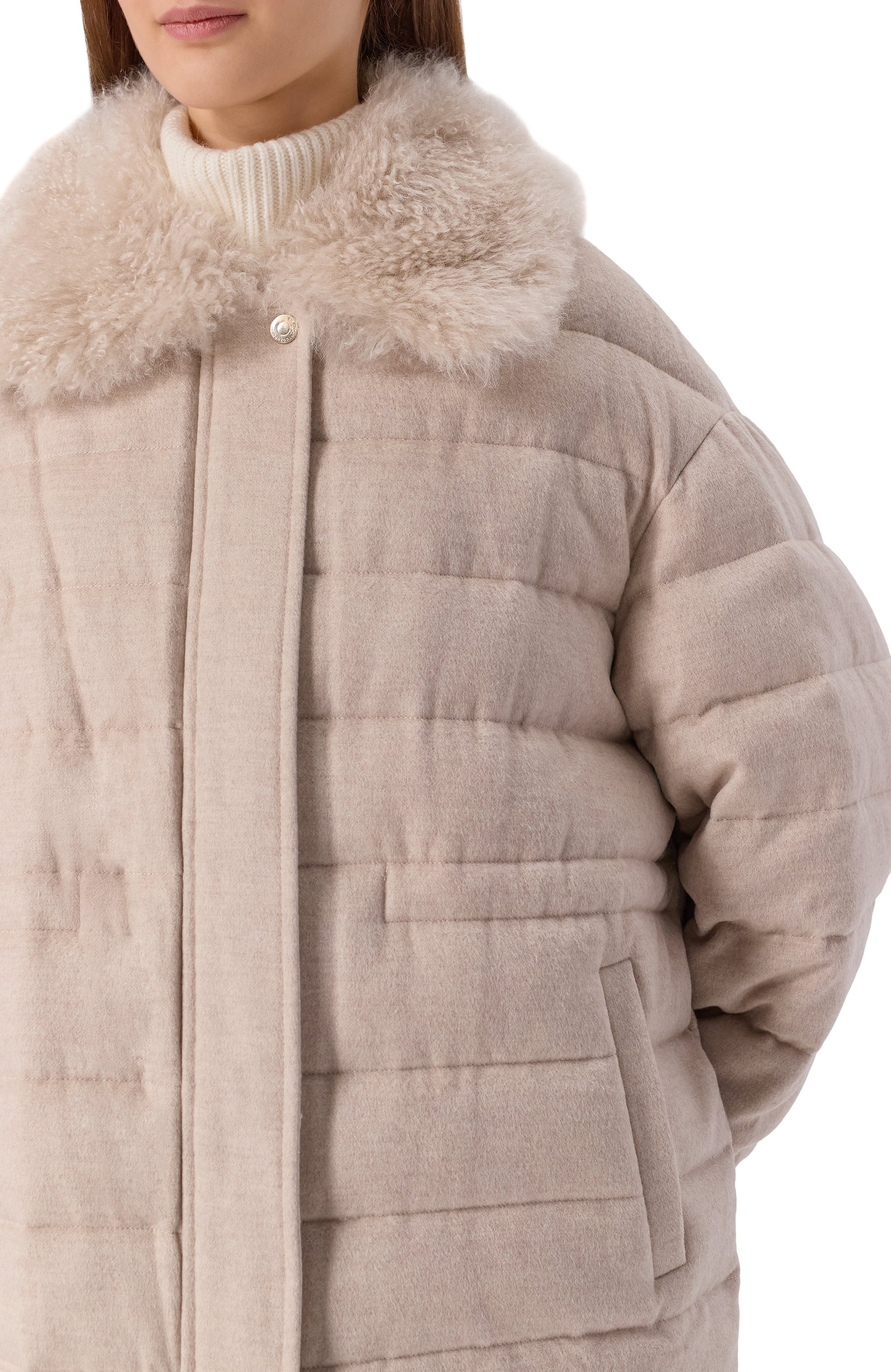 Пуховик из шерсти и кашемира MANZONI24, арт. 25M1568-S0FT0CFE/48-50, фото 5