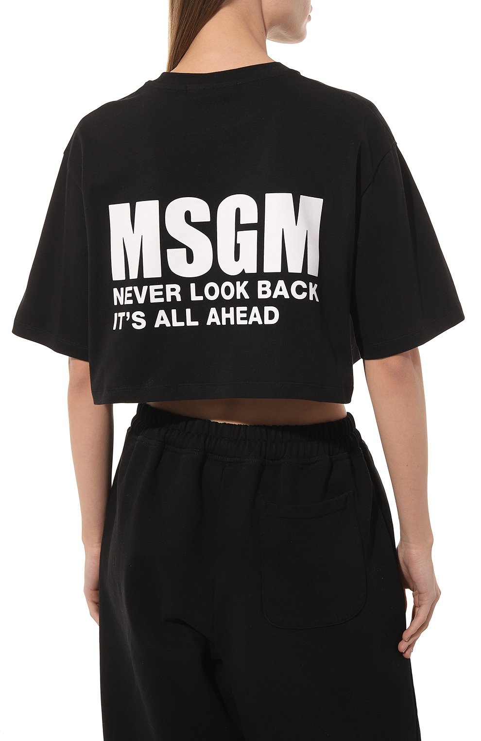 Хлопковая футболка MSGM черного цвета по цене 9920 руб., арт. 3441MDM105 237002, фото 4 Хлопковая футболка MSGM, арт. 3441MDM105 237002, фото 4