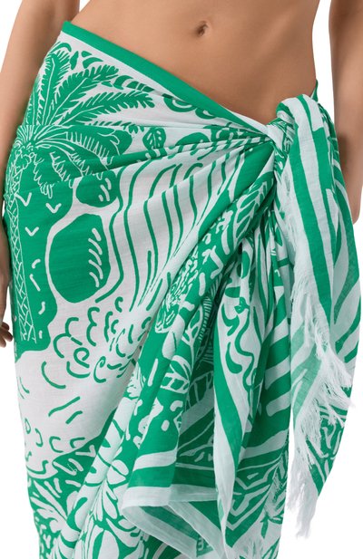 Хлопковое парео SEA LEVEL зеленого цвета по цене 18650 руб., арт. SL9157JS, фото 5 Хлопковое парео SEA LEVEL, арт. SL9157JS, фото 5