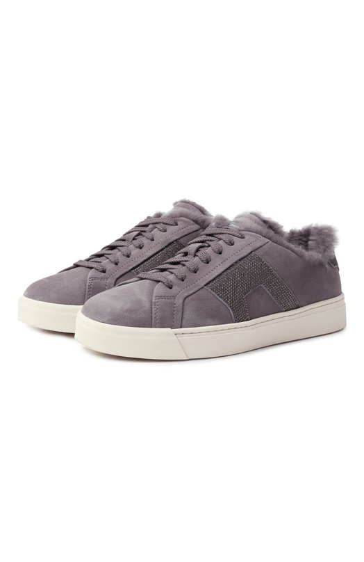 Замшевые кеды Santoni WBGG61421PNNPSXS Серый WBGG61421PNNPSXS