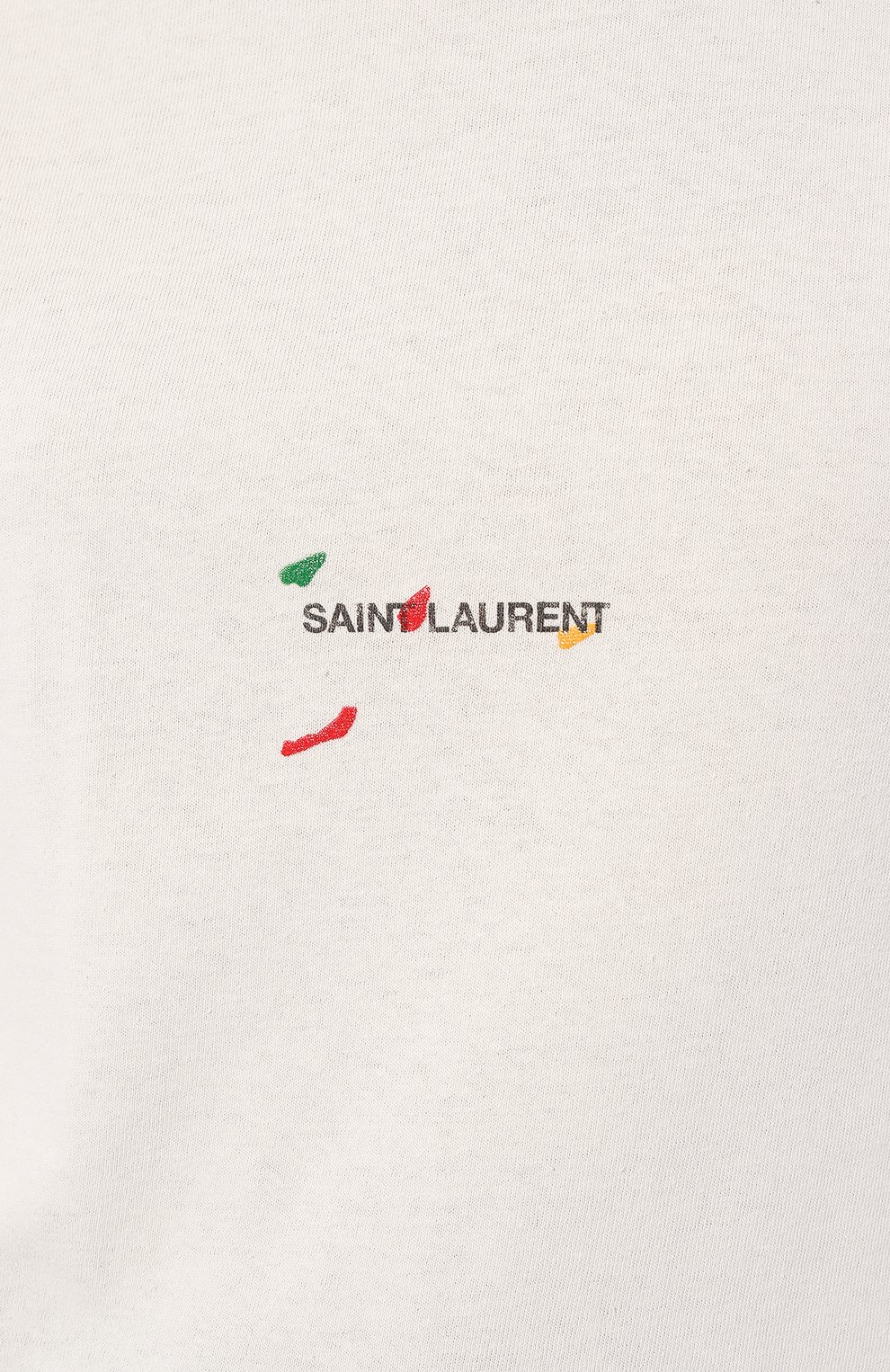 Хлопковая футболка SAINT LAURENT светло-серого цвета по цене 43450 руб., арт. 686229, фото 5 Хлопковая футболка SAINT LAURENT, арт. 686229, фото 5