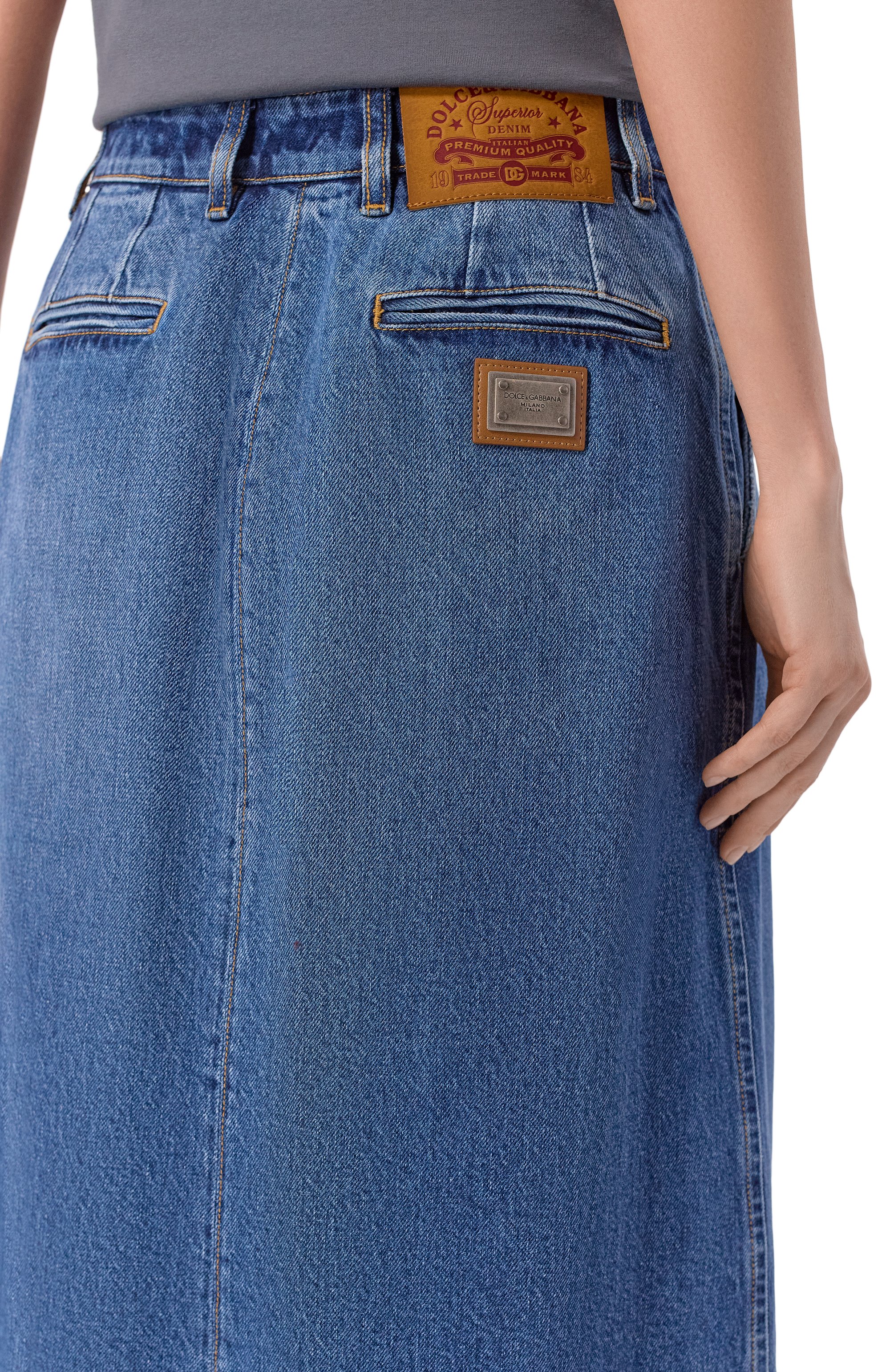 Джинсовая юбка DOLCE & GABBANA синего цвета по цене 118000 руб., арт. F4DC4D/G80B3, фото 5 Джинсовая юбка DOLCE & GABBANA, арт. F4DC4D/G80B3, фото 5