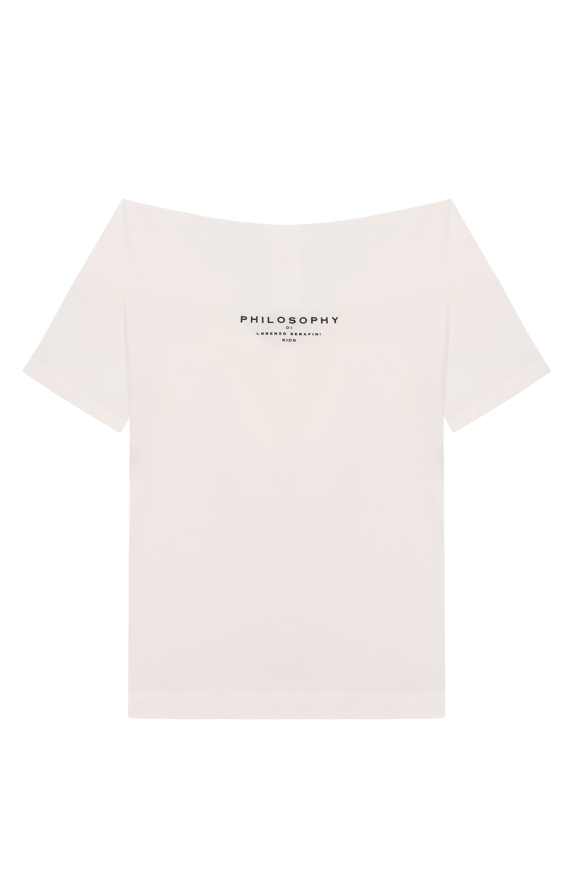 Хлопковая футболка PHILOSOPHY DI LORENZO SERAFINI KIDS молочного цвета по цене 15800 руб., арт. I1E618/5202/4-10, фото 2 Хлопковая футболка PHILOSOPHY DI LORENZO SERAFINI KIDS, арт. I1E618/5202/4-10, фото 2