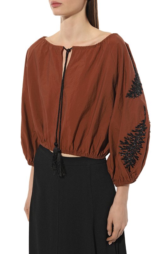 Хлопковый топ crem38 Коричневый, фото 3