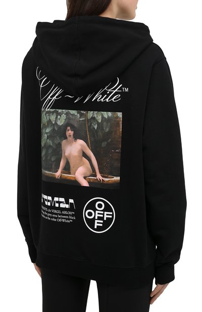 Хлопковое худи OFF-WHITE черного цвета по цене 47500 руб., арт. 0WBB035R21JER005, фото 4 Хлопковое худи OFF-WHITE, арт. 0WBB035R21JER005, фото 4