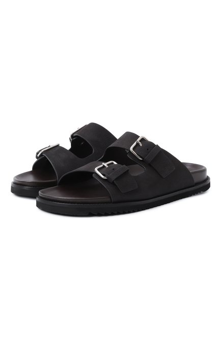 Мужские шлепанцы из нубука CORNELIANI черного цвета по цене 0 руб., арт. 25TM86-2520920 | Фото 1