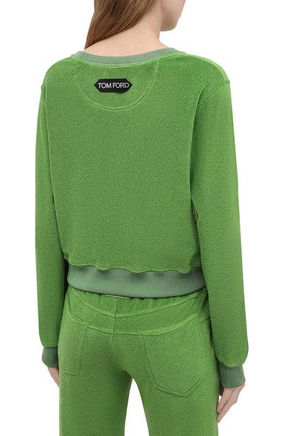 Хлопковый свитшот TOM FORD зеленого цвета по цене 136500 руб., арт. FLJ010-FAX830, фото 4 Хлопковый свитшот TOM FORD, арт. FLJ010-FAX830, фото 4