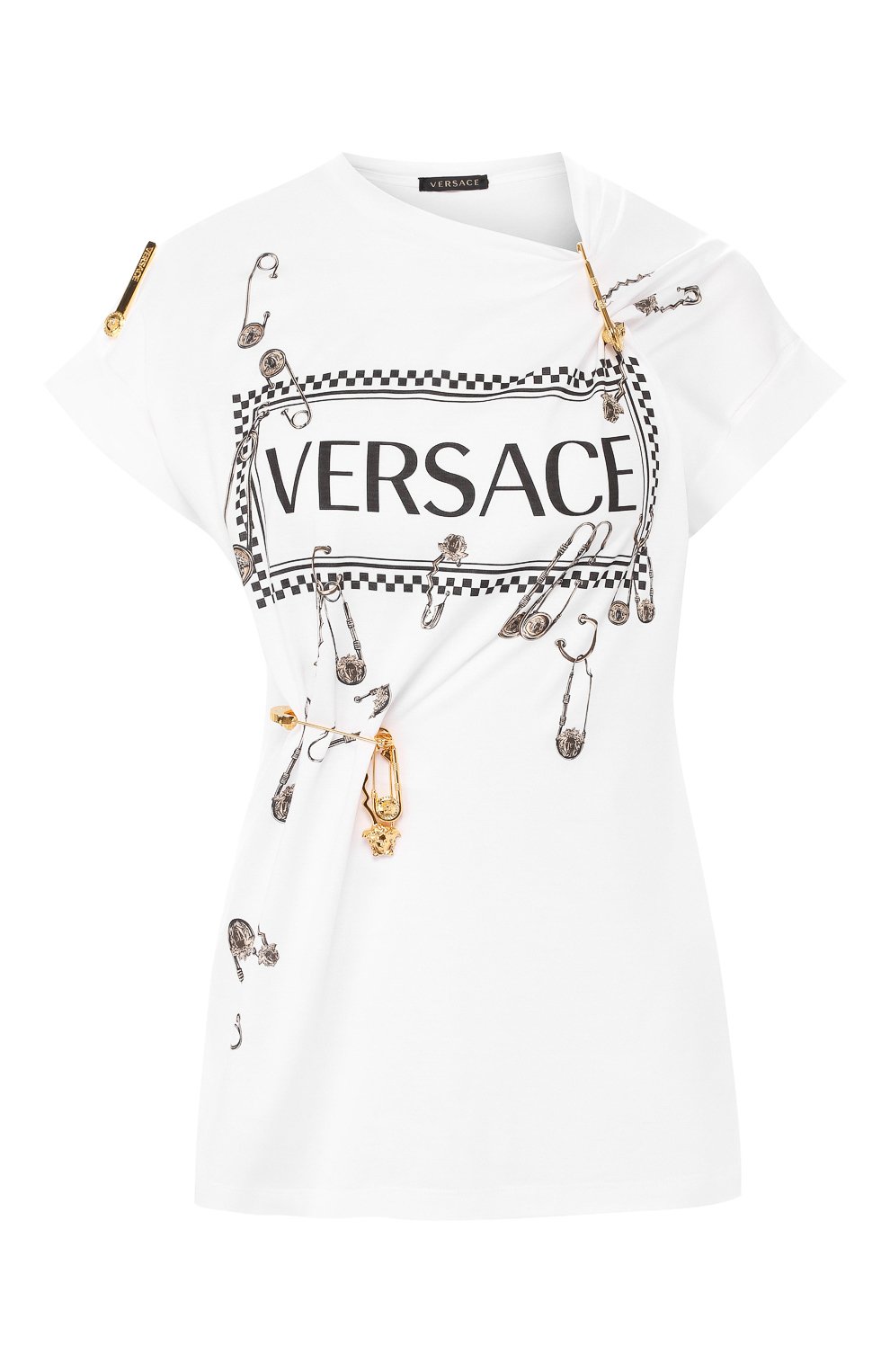 Хлопковая футболка VERSACE белого цвета по цене 94350 руб., арт. A83859/A201952, фото 1 Хлопковая футболка VERSACE, арт. A83859/A201952, фото 1