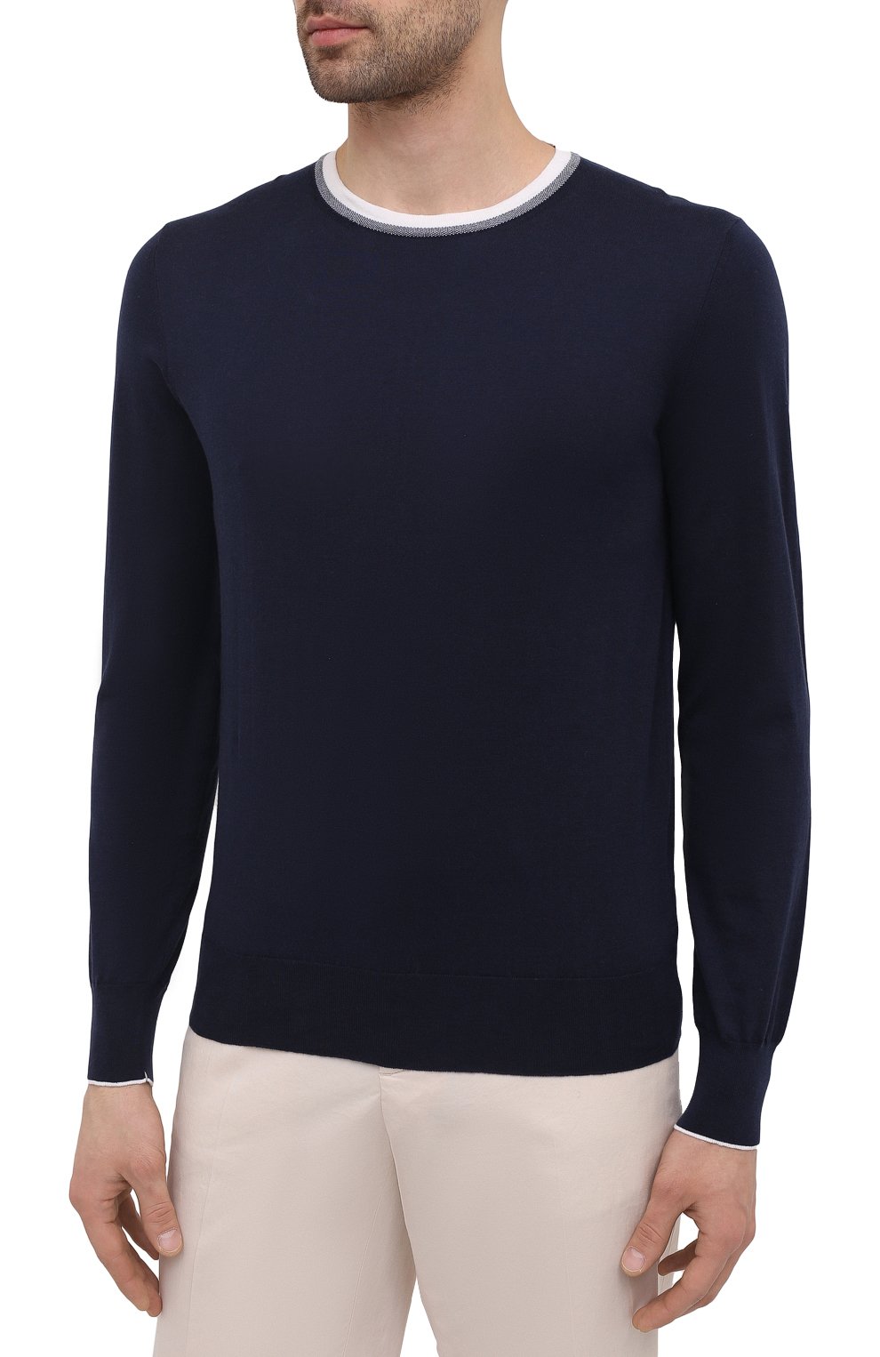 Джемпер из хлопка и кашемира FIORONI темно-синего цвета по цене 61950 руб., арт. MK22609A3, фото 3 Джемпер из хлопка и кашемира FIORONI, арт. MK22609A3, фото 3