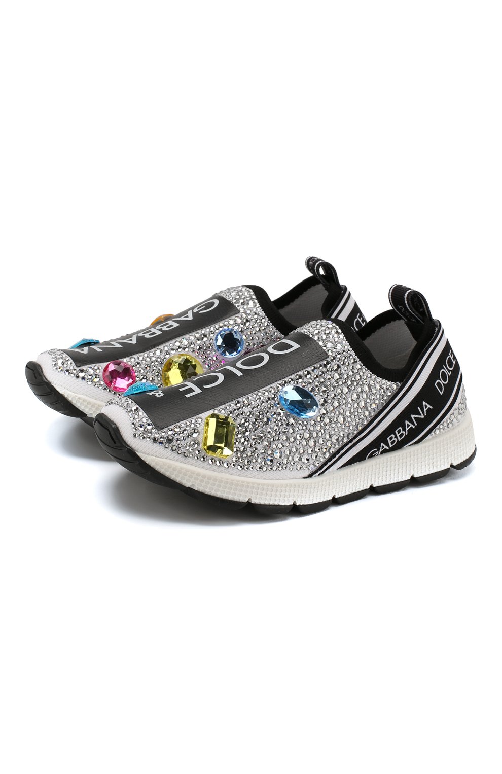Текстильные кроссовки со стразами без шнуровки DOLCE & GABBANA, арт. D10723/AZ170/24-28, фото 1
