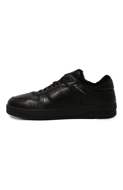 Кожаные кеды Sneak-Air Santoni MBSG22015NERPESS Чёрный  MBSG22015NERPESS Фото 4