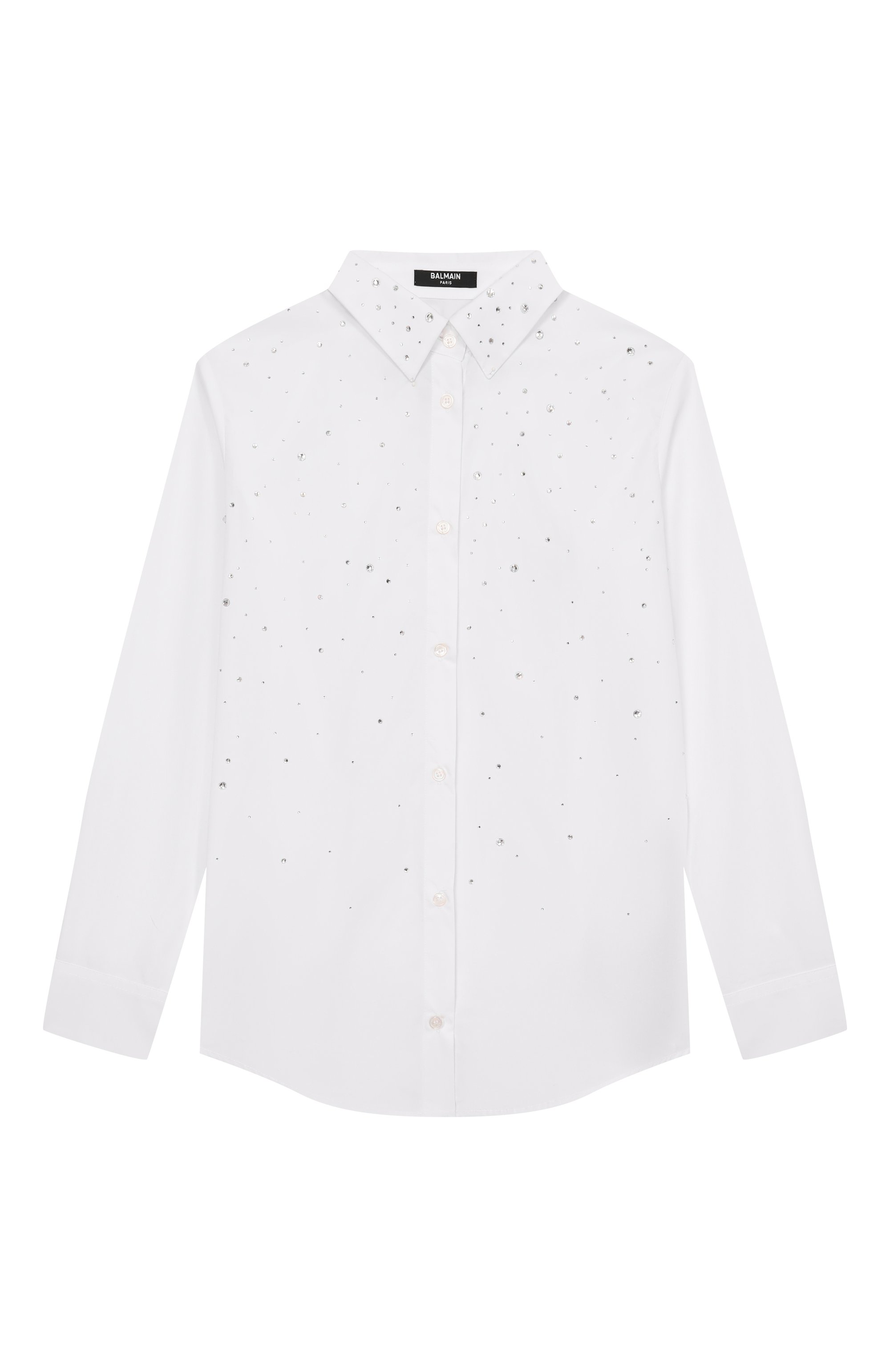 Хлопковая рубашка с отделкой стразами BALMAIN, арт. BX5A20, фото 1