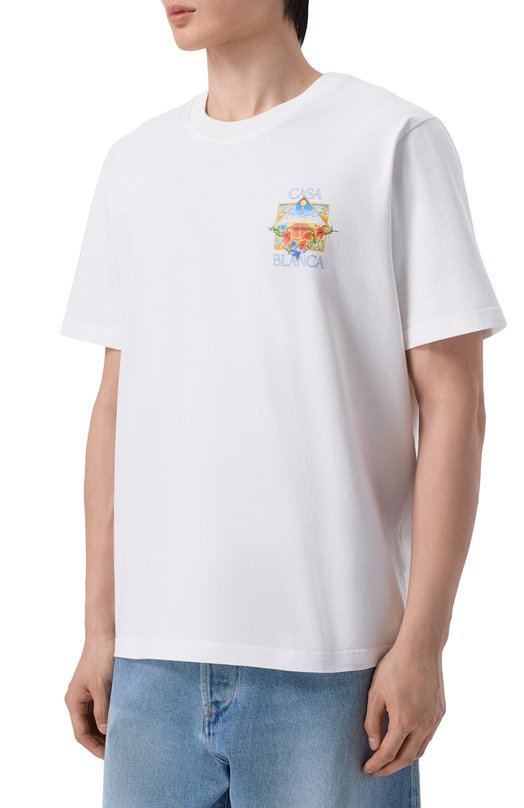 Хлопковая футболка Casablanca M-SS26-JTS-001-13 Белый  M-SS26-JTS-001-13 Фото 3