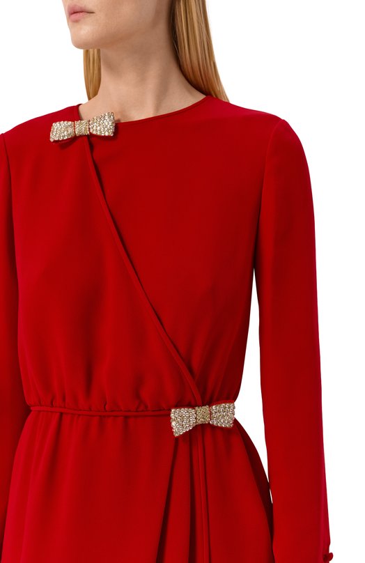Шелковое платье Valentino 8B3VAHB0/1MM Красный  8B3VAHB0/1MM Фото 4