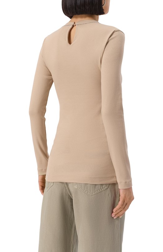 Хлопковый лонгслив Brunello Cucinelli MPTC8BJ300 Бежевый  MPTC8BJ300 Фото 4