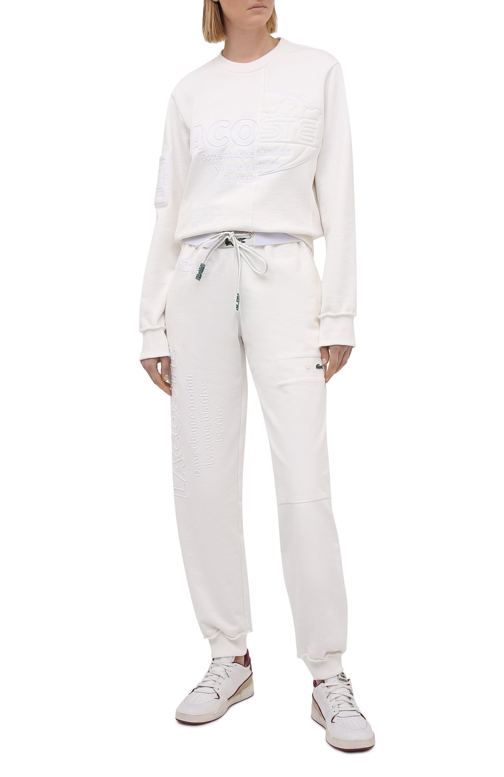 Хлопковые джоггеры LACOSTE белого цвета по цене 29950 руб., арт. XH024470V, фото 2 Хлопковые джоггеры LACOSTE, арт. XH024470V, фото 2