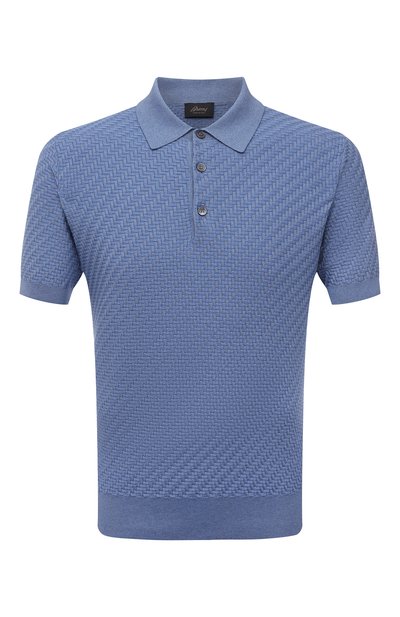 Поло из хлопка и шелка BRIONI голубого цвета по цене 104500 руб., арт. UMR200/P1K02, фото 1 Поло из хлопка и шелка BRIONI, арт. UMR200/P1K02, фото 1