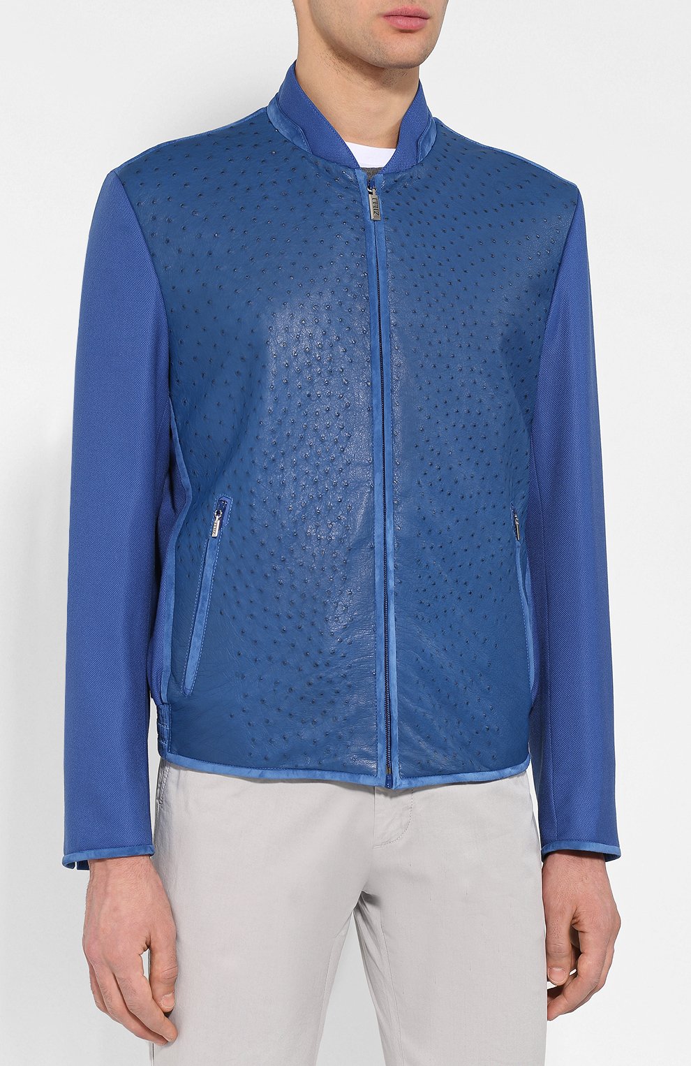 Кашемировый бомбер с отделкой из кожи страуса ZILLI, арт. MAN-BRAQU-D0580/1004, фото 3