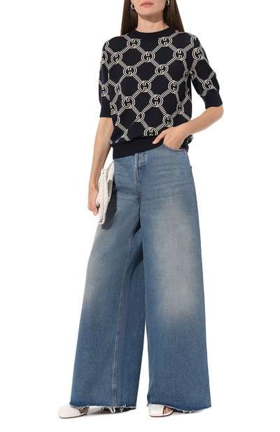 Шерстяной пуловер GUCCI синего цвета по цене 199500 руб., арт. 692702/XKCB2, фото 2 Шерстяной пуловер GUCCI, арт. 692702/XKCB2, фото 2