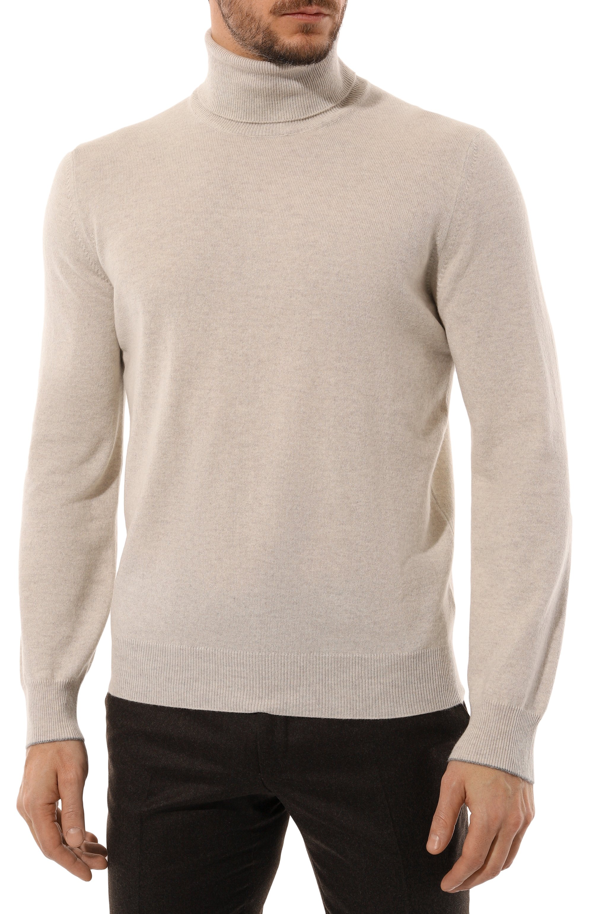 Кашемировая водолазка BRUNELLO CUCINELLI светло-бежевого цвета по цене 191000 руб., арт. M2200103, фото 3 Кашемировая водолазка BRUNELLO CUCINELLI, арт. M2200103, фото 3