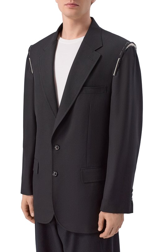 Шерстяной пиджак Maison Margiela S50BN0549/M35745 Чёрный  S50BN0549/M35745 Фото 4