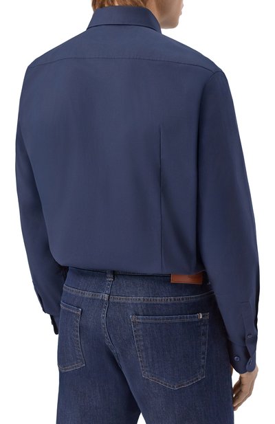 Хлопковая сорочка BOSS темно-синего цвета по цене 14950 руб., арт. 50555668, фото 4 Хлопковая сорочка BOSS, арт. 50555668, фото 4