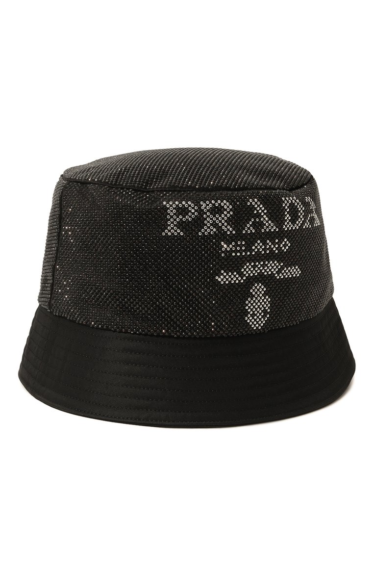 Мужская панама с отделкой стразами PRADA черного цвета, арт. 2HC137-2D0S-F0002 | Фото 1 (Материал: Шелк, Текстиль; Нос: Не проставлено; Материал сплава: Проставлено; Региональные ограничения белый список (Axapta Mercury): Не проставлено)