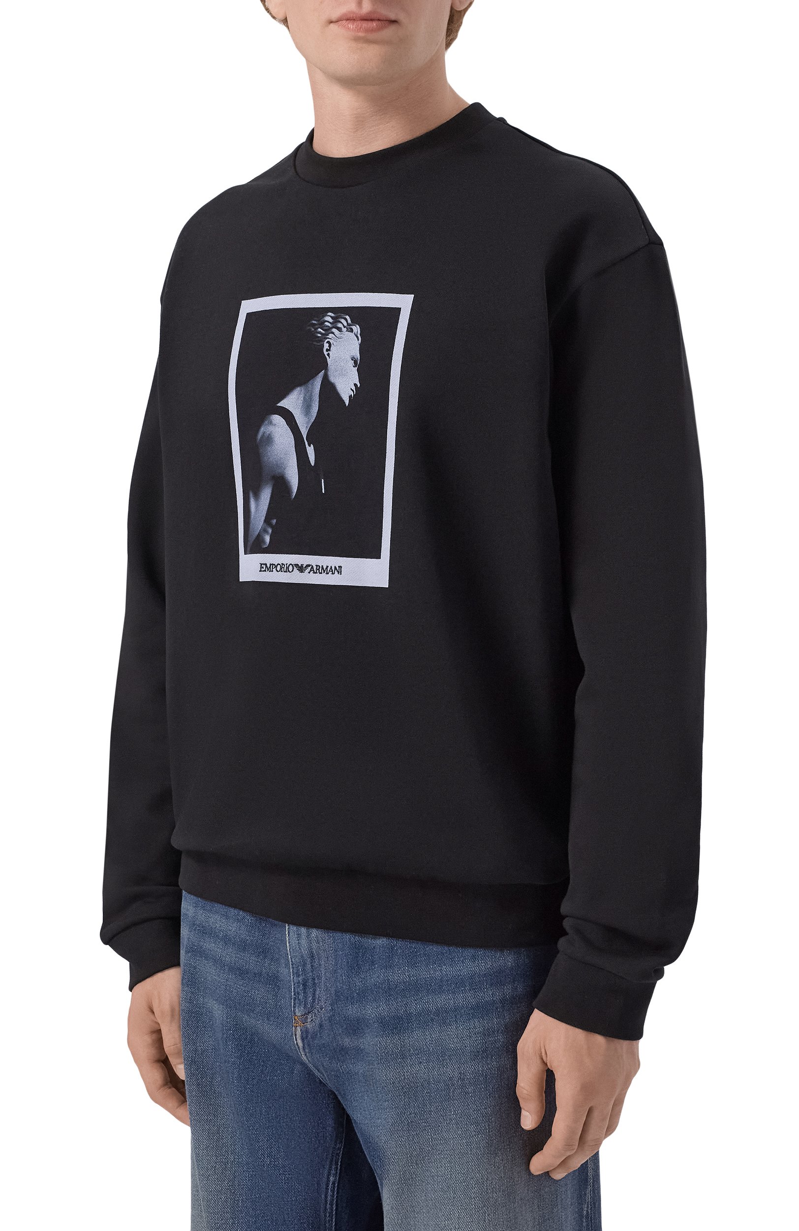 Хлопковый свитшот EMPORIO ARMANI черного цвета по цене 39700 руб., арт. EM006933/AF27740, фото 3 Хлопковый свитшот EMPORIO ARMANI, арт. EM006933/AF27740, фото 3