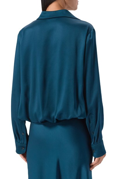 Атласная блузка DRIES VAN NOTEN синего цвета по цене 94200 руб., арт. 010702-2070-508, фото 4 Атласная блузка DRIES VAN NOTEN, арт. 010702-2070-508, фото 4