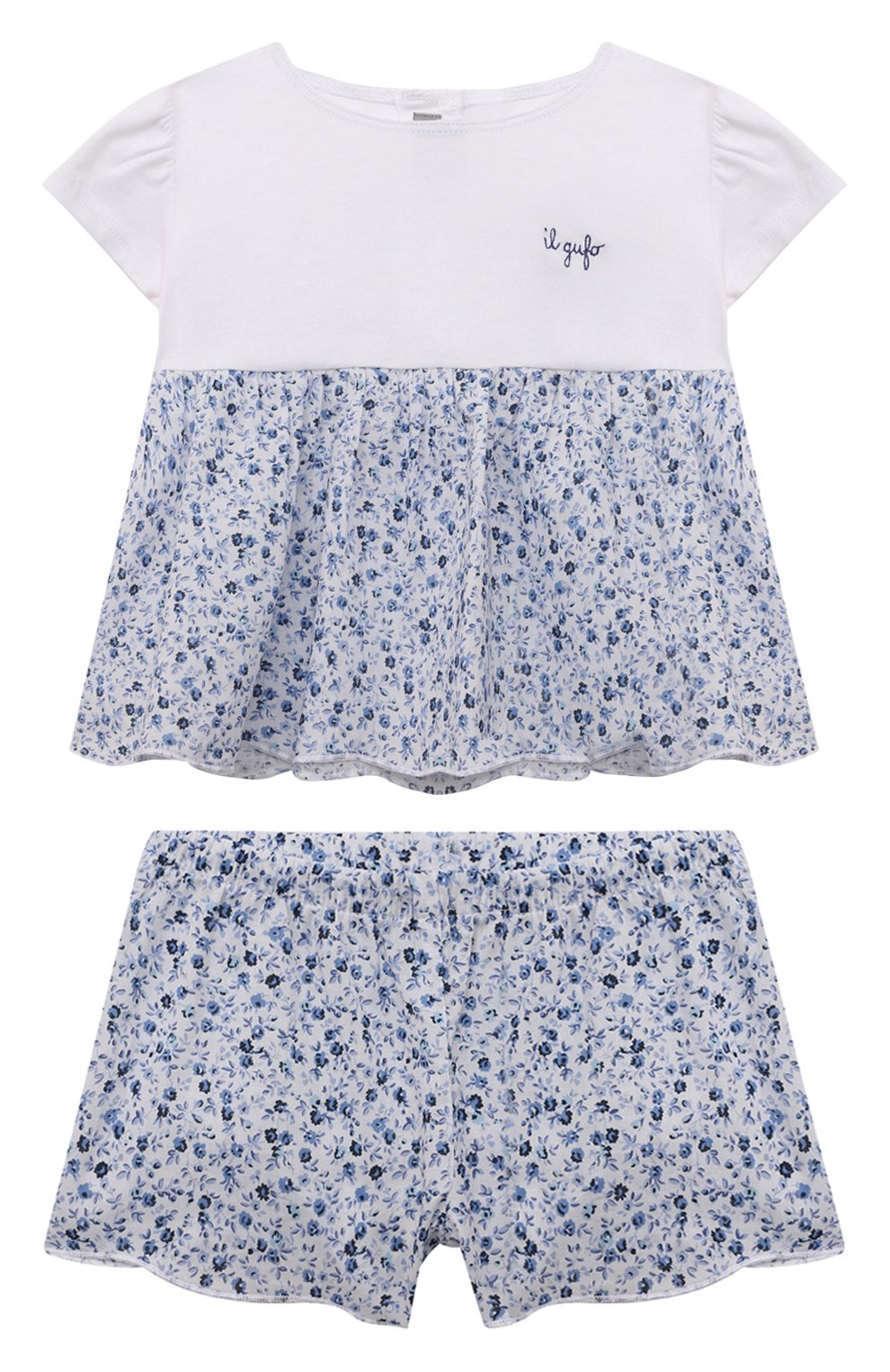 Комплект из топа и шорт IL GUFO голубого цвета по цене 10600 руб., арт. P23DP386C4093/6M-9M, фото 1 Комплект из топа и шорт IL GUFO, арт. P23DP386C4093/6M-9M, фото 1