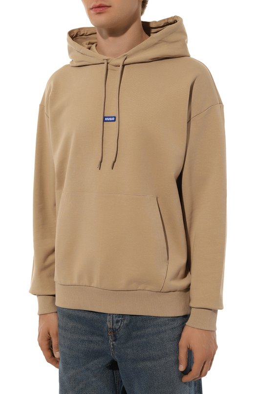 Хлопковое худи HUGO Blue Бежевый, фото 3