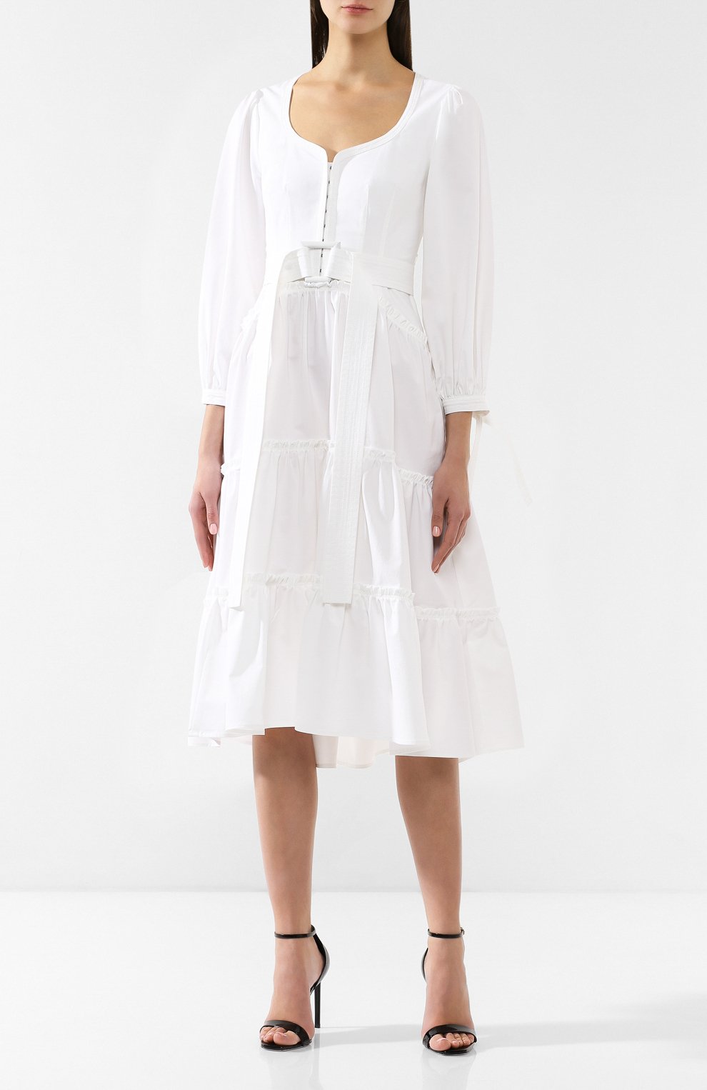 Хлопковое платье PROENZA SCHOULER белого цвета по цене 121000 руб., арт. R1913041-SC037, фото 3 Хлопковое платье PROENZA SCHOULER, арт. R1913041-SC037, фото 3