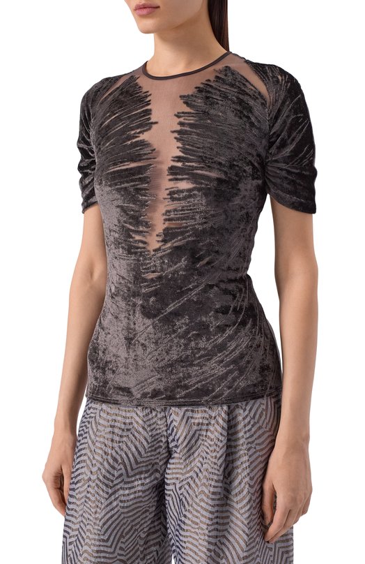 Бархатный топ Giorgio Armani GW003025/AF24597 Серый  GW003025/AF24597 Фото 3