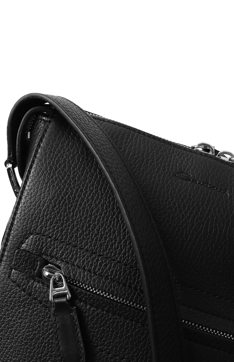 Мужская сумка SANTONI черного цвета, арт. UIBGA2712EN-AVGP | Фото 3 (Размер: small; Материал: Натуральная кожа; Ремень/цепочка: На ремешке)
