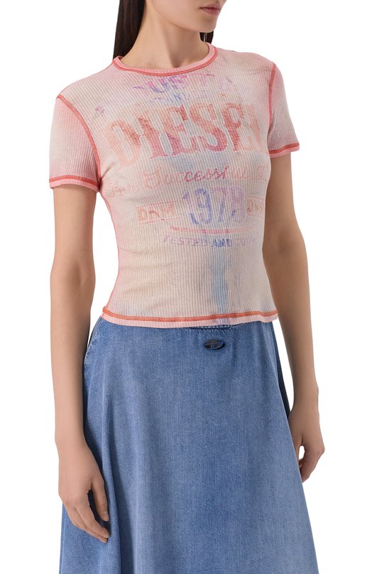 Хлопковая футболка Diesel A23519/0HGCN Розовый  A23519/0HGCN Фото 3