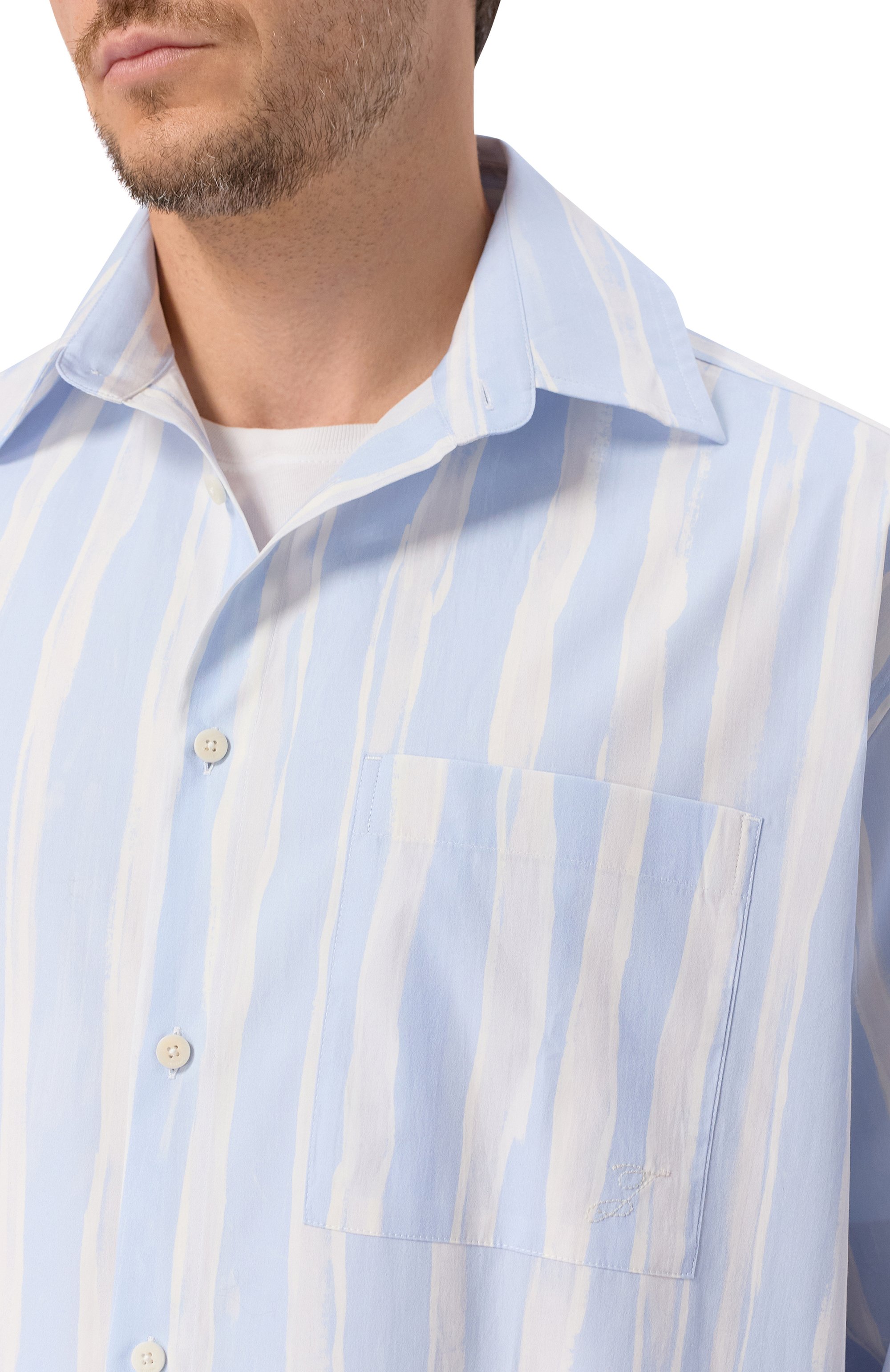 Хлопковая рубашка JACQUEMUS голубого цвета по цене 61400 руб., арт. 26ESHM00605/AW00691, фото 5 Хлопковая рубашка JACQUEMUS, арт. 26ESHM00605/AW00691, фото 5