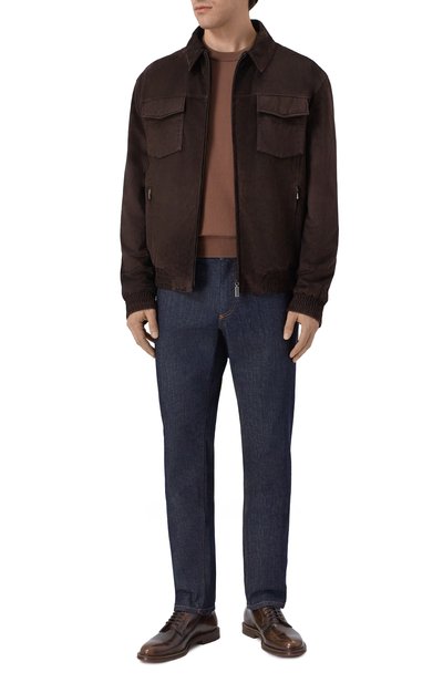 Хлопковый джемпер BRIONI коричневого цвета по цене 95100 руб., арт. UMR00L/PCK17, фото 2 Хлопковый джемпер BRIONI, арт. UMR00L/PCK17, фото 2