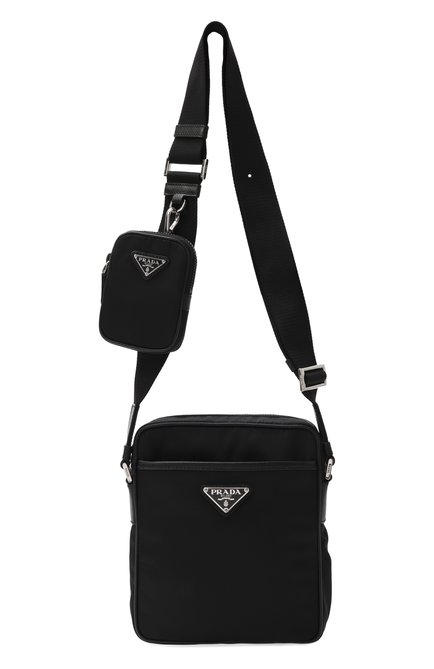 Мужская сумка PRADA черного цвета, арт. 2VH112-2DMH-F0002-WOO | Фото 1 (Размер: mini; Ремень/цепочка: На ремешке; Драгоценные камни: Проставлено; Материал сплава: Проставлено)