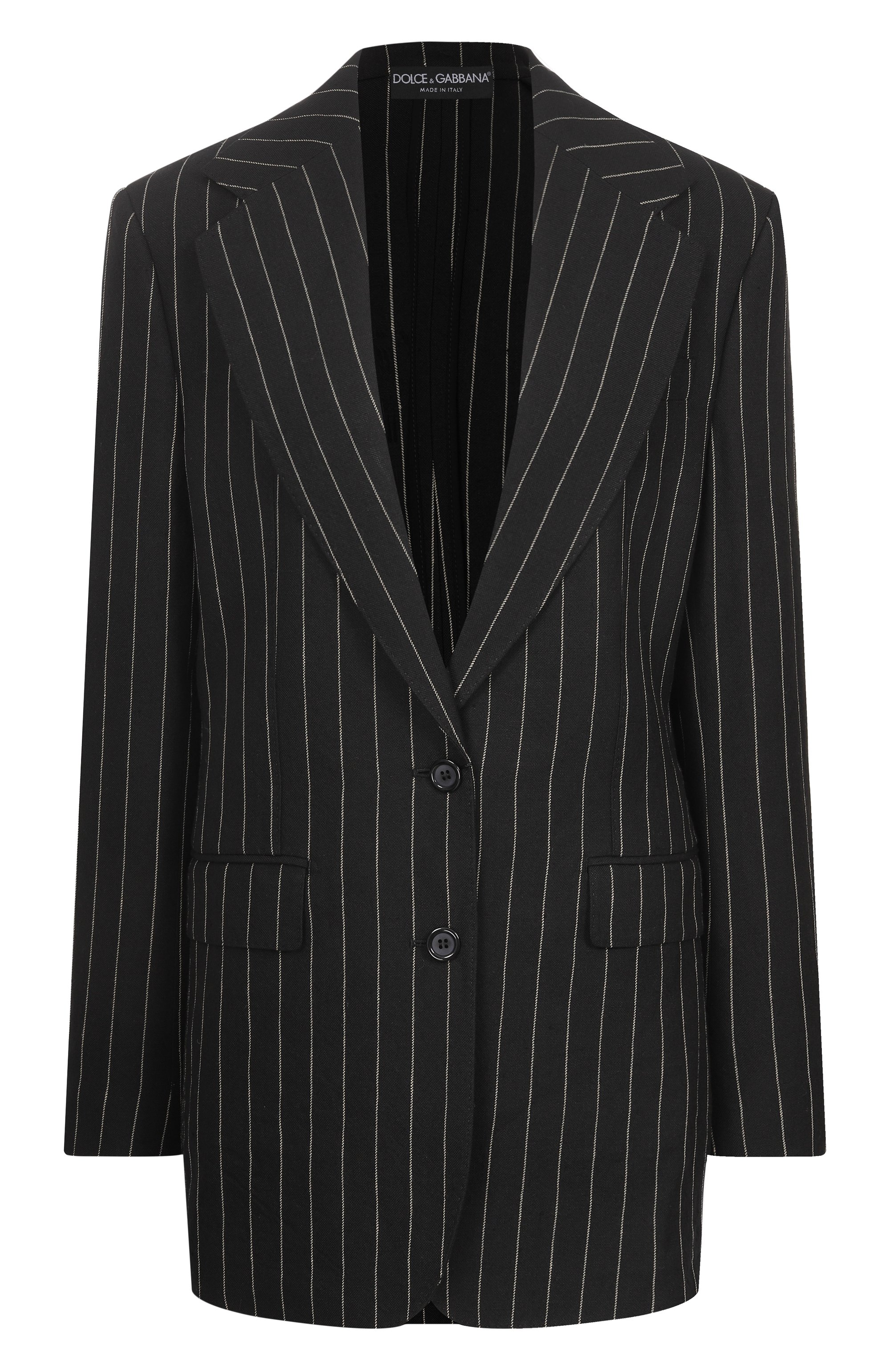 Жакет изо льна и шерсти DOLCE & GABBANA черного цвета по цене 363000 руб., арт. F2JAAT/FR3F2, фото 1 Жакет изо льна и шерсти DOLCE & GABBANA, арт. F2JAAT/FR3F2, фото 1