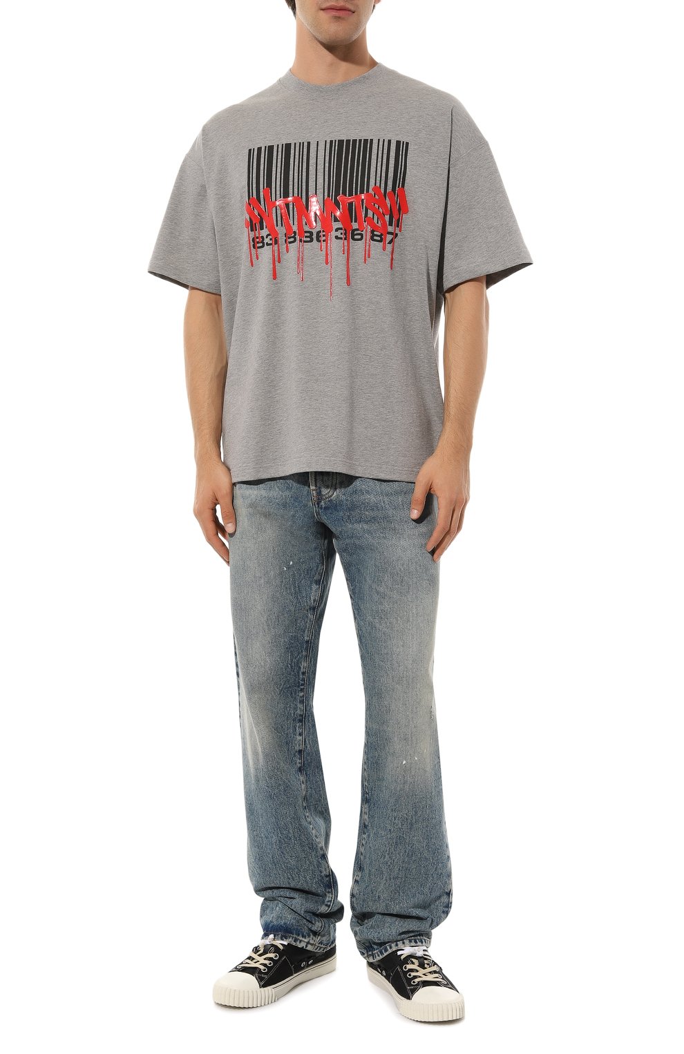 Хлопковая футболка VTMNTS серого цвета по цене 38700 руб., арт. VL18TR400G, фото 5 Хлопковая футболка VTMNTS, арт. VL18TR400G, фото 5