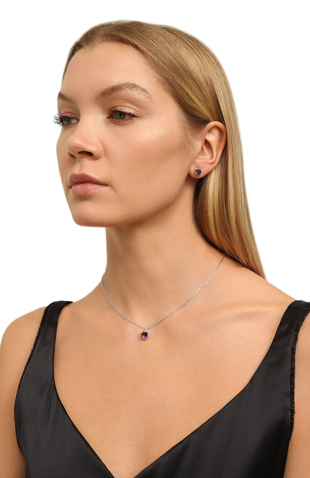 Кулон на цепочке birthstone SWAROVSKI фиолетового цвета по цене 9730 руб., арт. 5522773, фото 2 Кулон на цепочке birthstone SWAROVSKI, арт. 5522773, фото 2