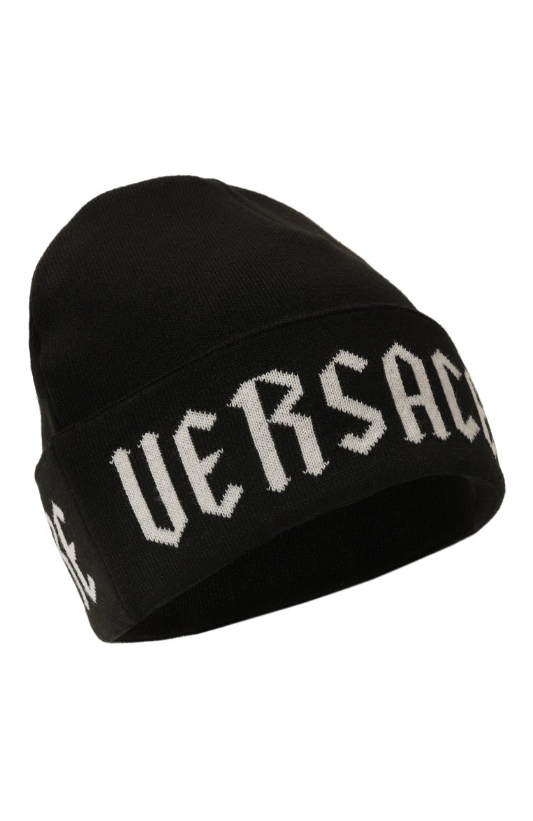 Женская шапка VERSACE JEANS COUTURE черно-белого цвета, арт. 77HAZK53/ZG289 | Фото 1 (Материал сплава: Проставлено; Материал: Текстиль, Синтетический материал; Нос: Не проставлено)