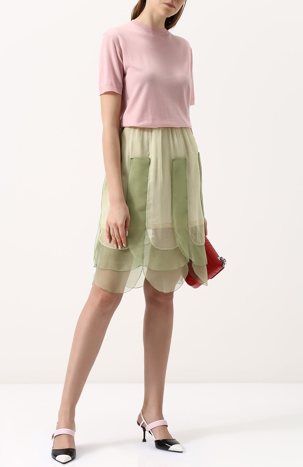 Однотонный вязаный топ с коротким рукавом PRADA, арт. P24V22-J2N-F0384, фото 2