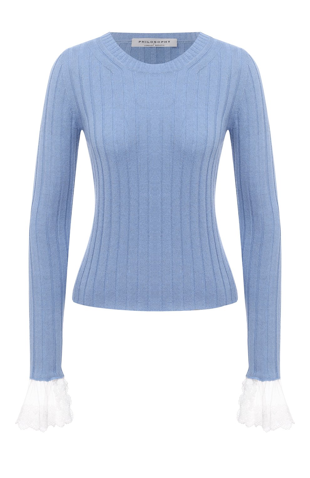 Кашемировый пуловер PHILOSOPHY DI LORENZO SERAFINI голубого цвета по цене 48100 руб., арт. A0917/5702, фото 1 Кашемировый пуловер PHILOSOPHY DI LORENZO SERAFINI, арт. A0917/5702, фото 1