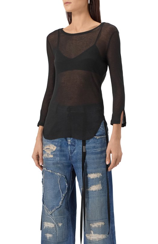 Хлопковый лонгслив Ann Demeulemeester B0012885/FA434 Чёрный  B0012885/FA434 Фото 3