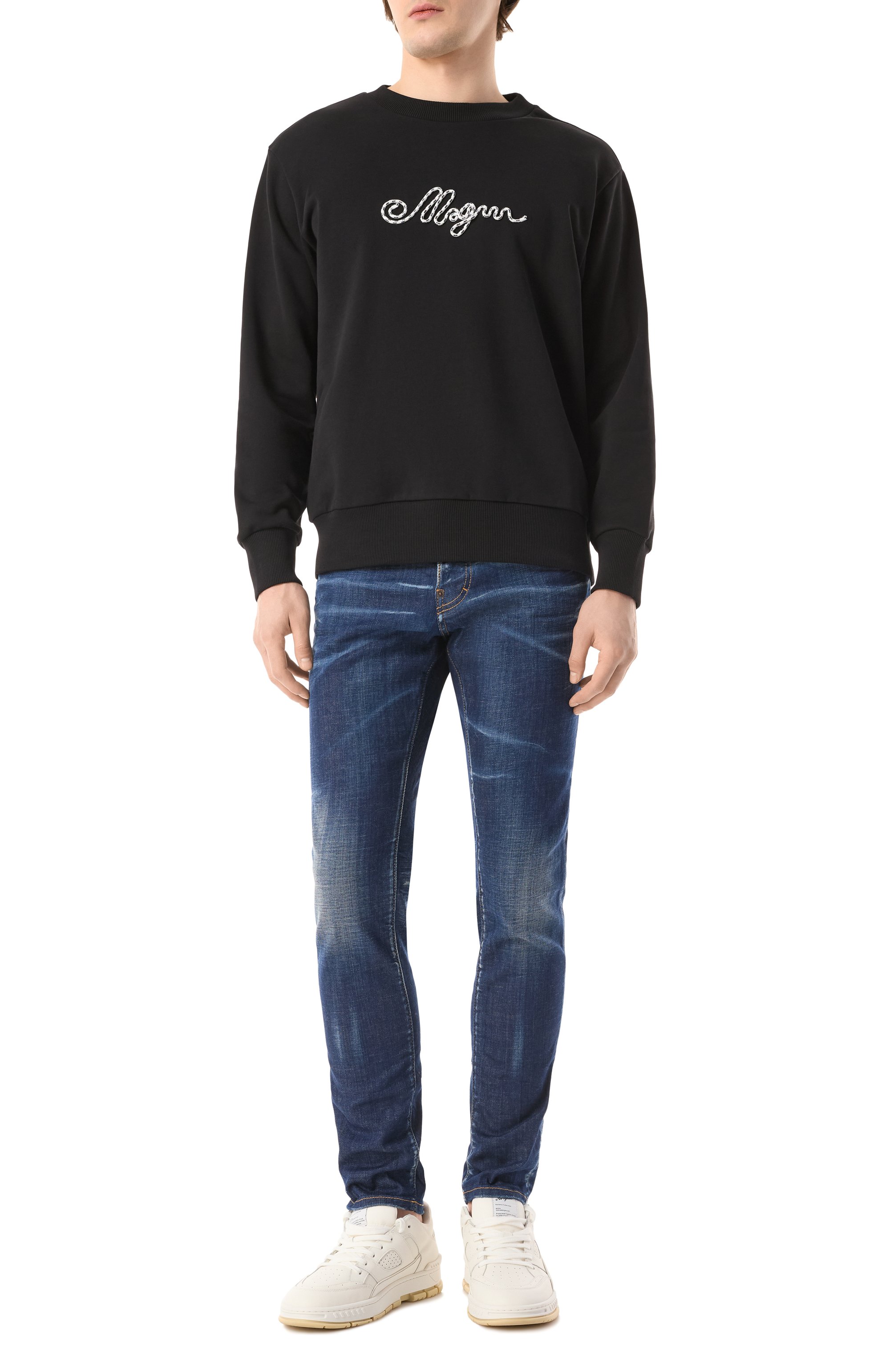 Хлопковый свитшот MSGM черного цвета по цене 23700 руб., арт. 3840MM98/257095, фото 2 Хлопковый свитшот MSGM, арт. 3840MM98/257095, фото 2